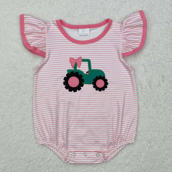 SR2432 USA warehouse 25.5.14-1 RTS baby girl clothes bow tractor truck girl summer embroidery bubble