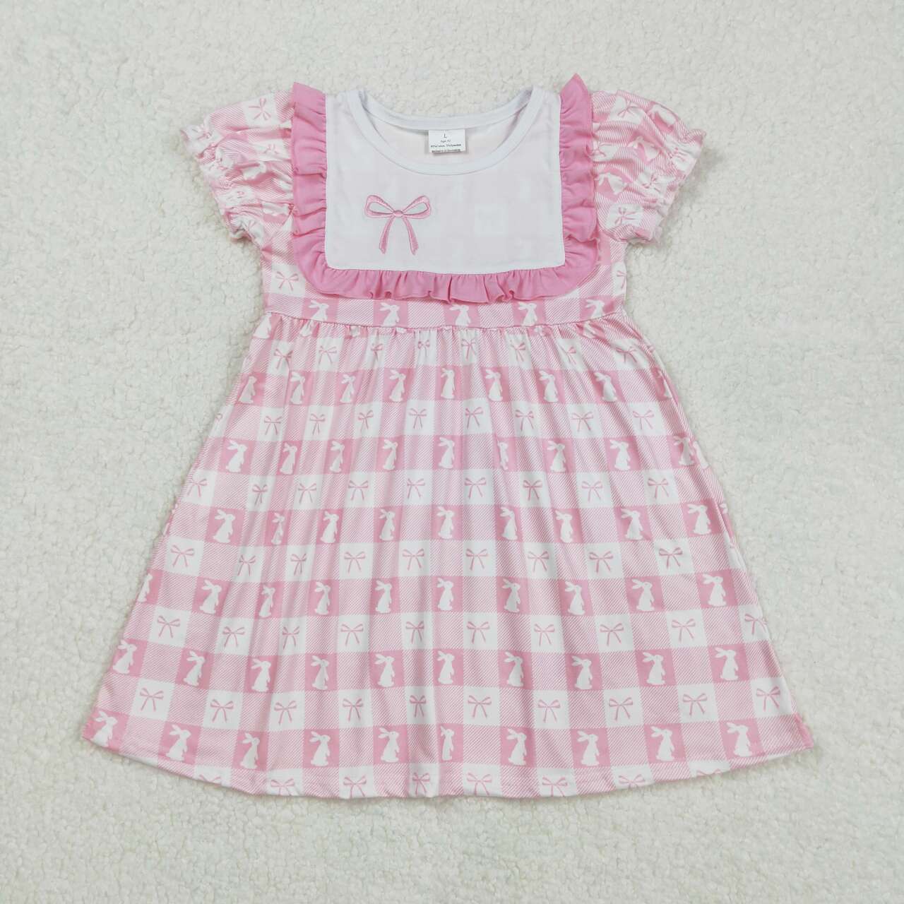 GSD1578 RTS Girl clothes pink bow rabbit girl easter summer dress