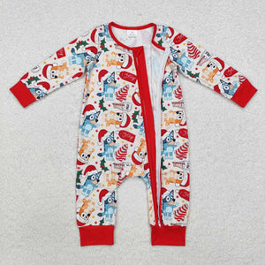 LR1684 RTS baby boy clothes cartoon dog boy christmas winter romper zipper