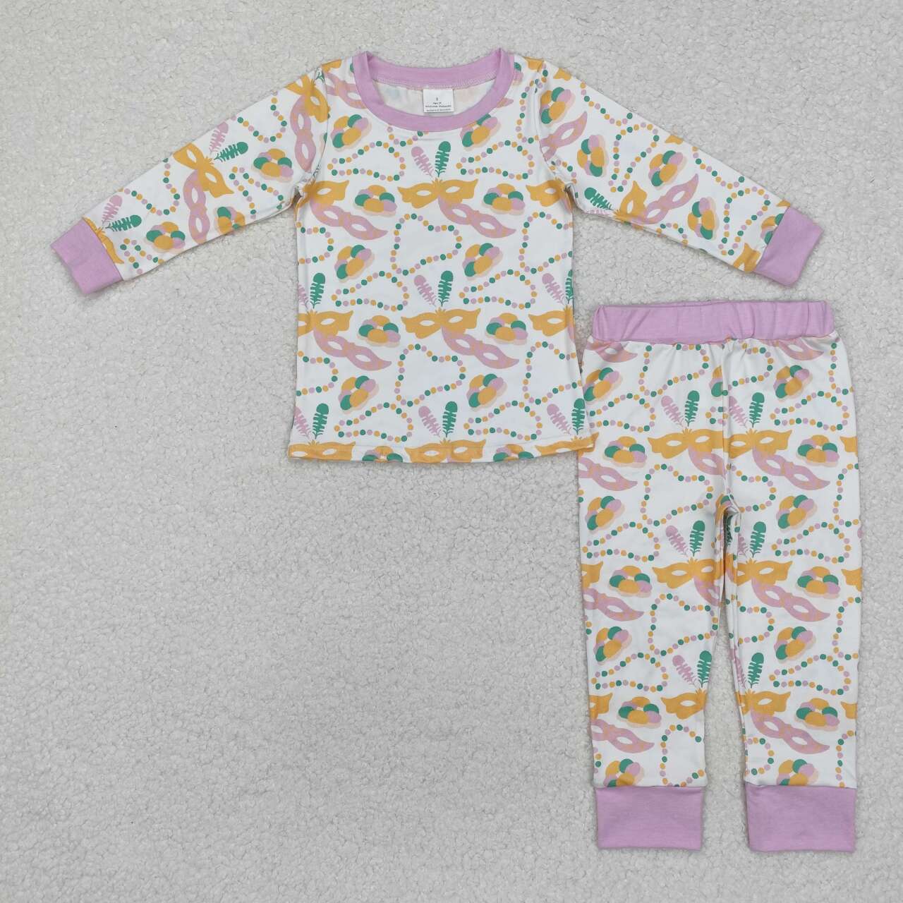 GLP2184 RTS toddler girl clothes mardi gras girl winter pajamas set