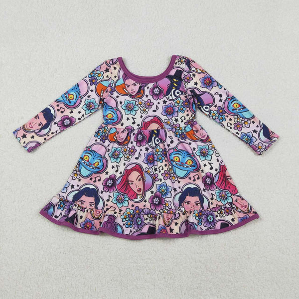 GLD1351 RTS toddler girl clothes cartoon print girl winter dress