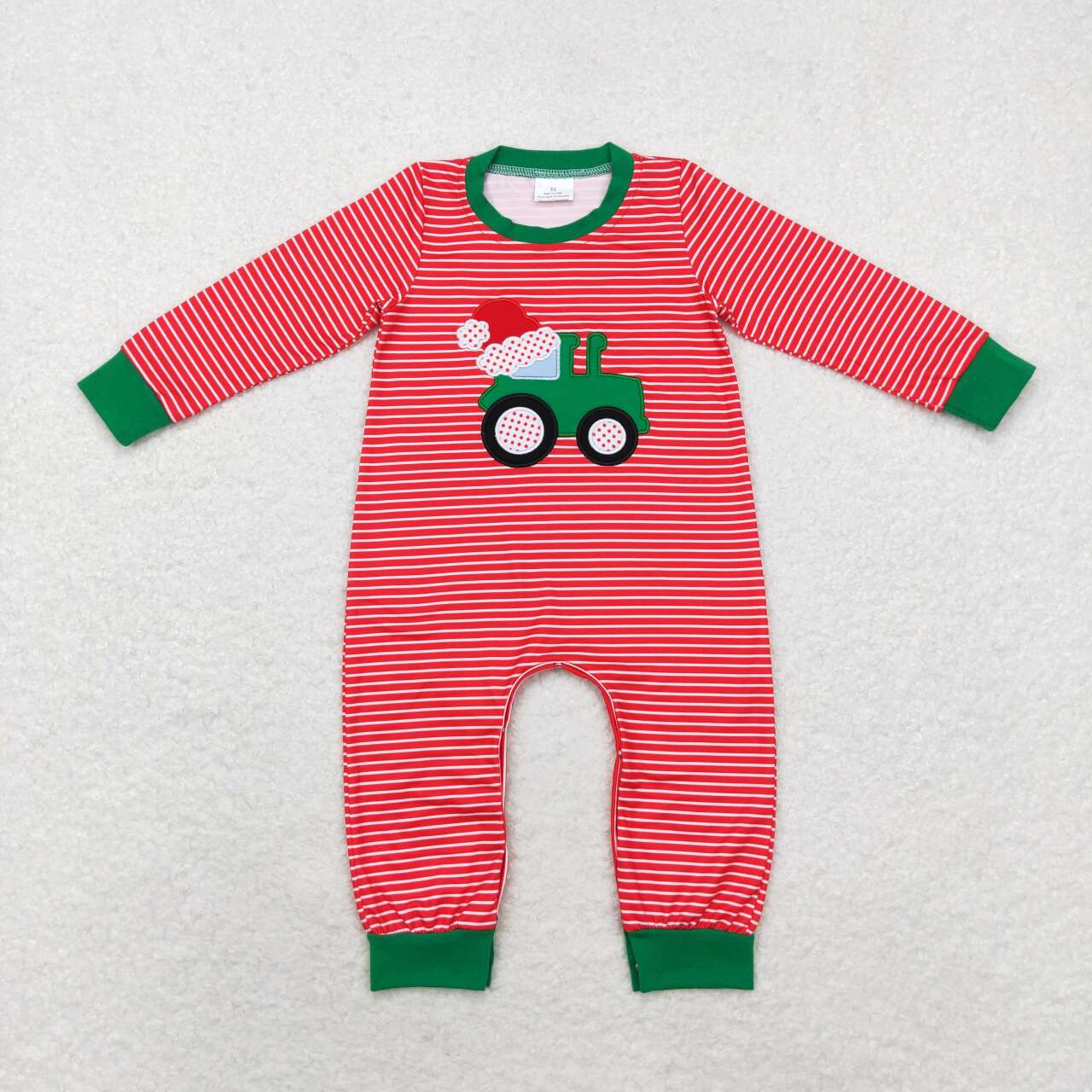 LR1401 RTS baby boy clothes truck boy  christmas winter romper embroidery