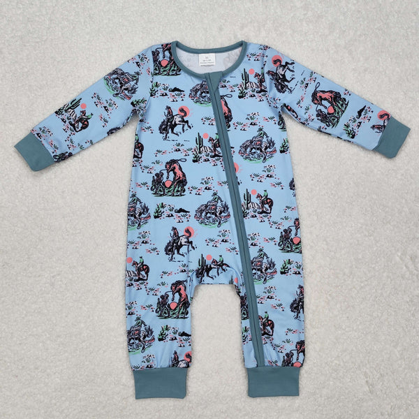 LR1578 RTS baby clothes cowboy boy winter romper western clothing