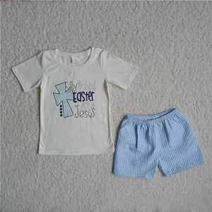 C4-3 toddler boy clothes cross easter outfit shorts set--promotion 2025.3.15 $2.99