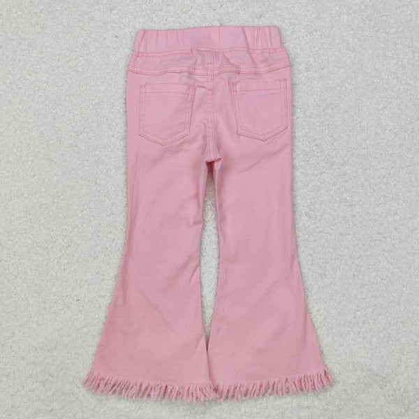 P0463 RTS baby girl clothes girl bell bottom jeans pink tassel toddler winter pant