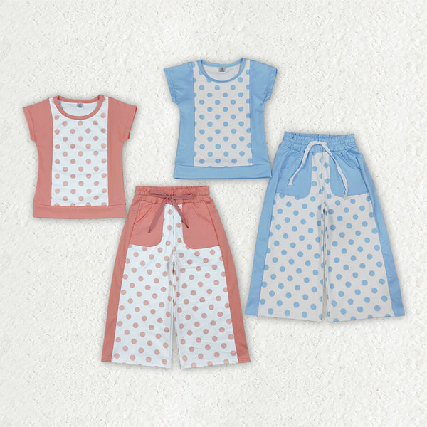 RTS Matching clothing kids polka dot color block short sleeve clothes-2026.10.29