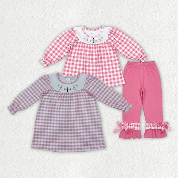 RTS Matching clothing Cotton pink embroidery ruffle kids clothes-2026.10.28