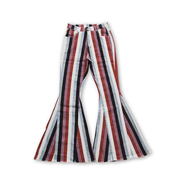 P0152 adult jeans women jeans stripe women bell bottom pant women flare pant