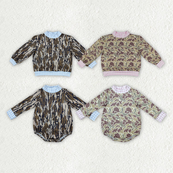 RTS Matching clothing kids camouflage gingham trim long sleeve clothes-2026.10.24