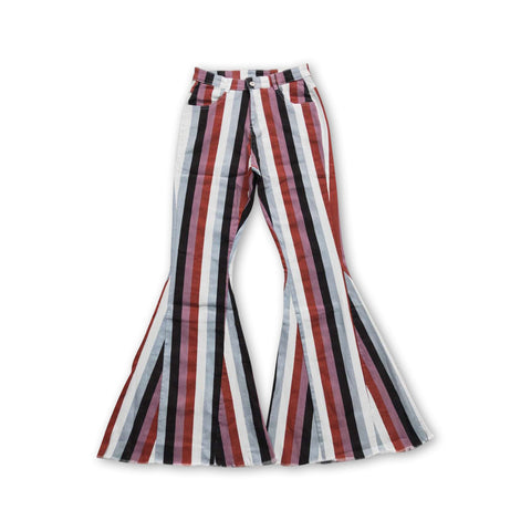 P0152 adult jeans women jeans stripe women bell bottom pant women flare pant 1