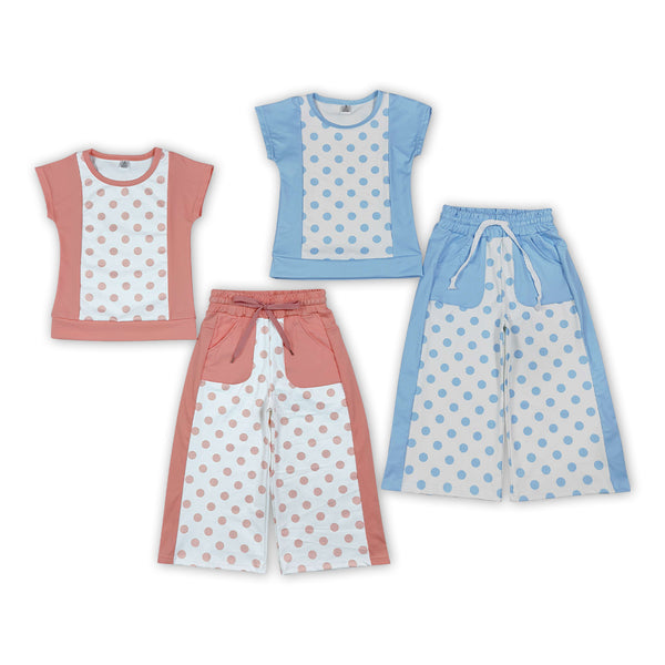 RTS Matching clothing kids polka dot color block short sleeve clothes-2026.10.29