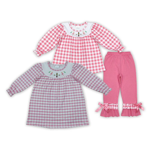 RTS Matching clothing Cotton pink embroidery ruffle kids clothes-2026.10.28