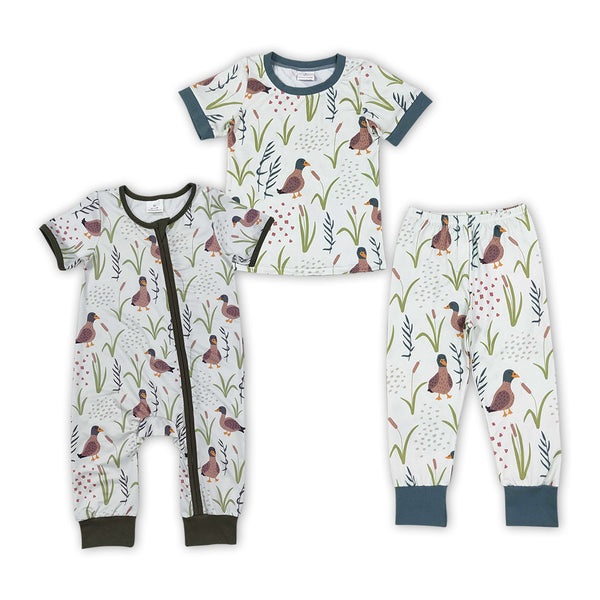 RTS Matching clothing mallard duck print kid short sleeve romper top pant fall clothing-2026.9.28
