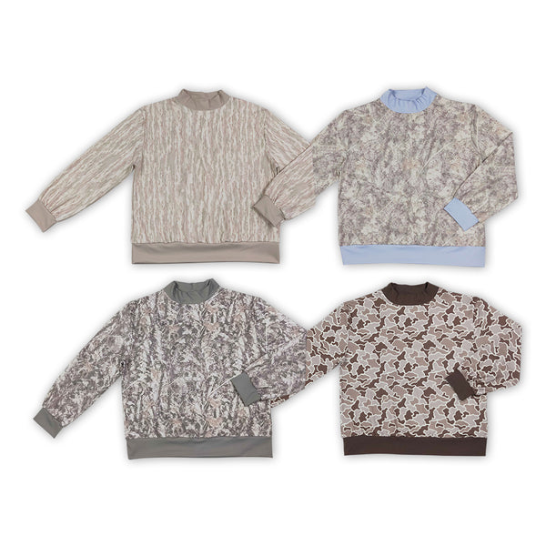 RTS Matching clothing camo mixed print adult women long sleeve mock neck top-2026.10.7