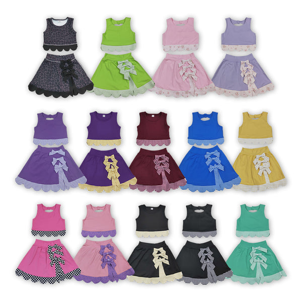 RTS Matching clothing kids athletic mixed print baby girl sleeveless scallop skirt fall clothing-2026.9.9