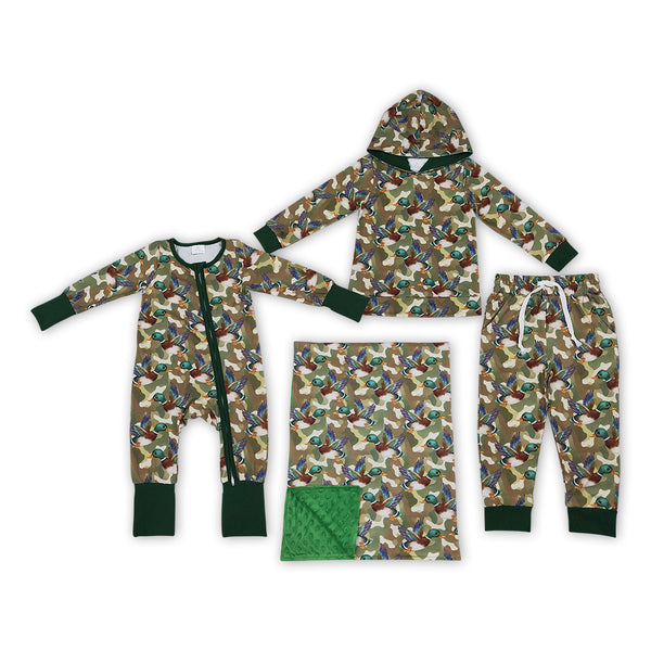 RTS Matching clothing mallard duck camo print kid long sleeve romper hooded top pant blanket fall clothing-2026.9.29