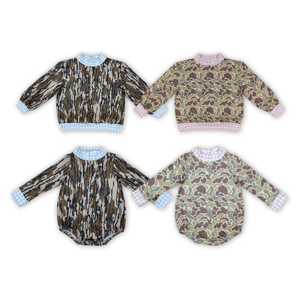 RTS Matching clothing kids camouflage gingham trim long sleeve clothes-2026.10.24