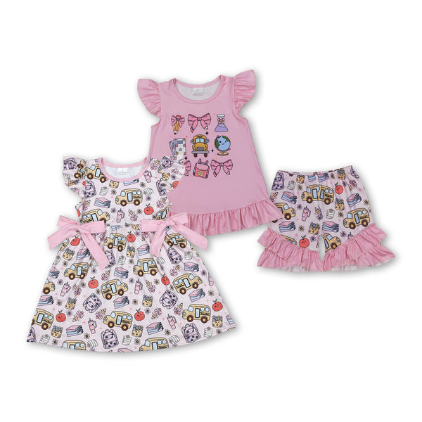 RTS girl clothes apple pencil toddler girl back to school day summer clothes