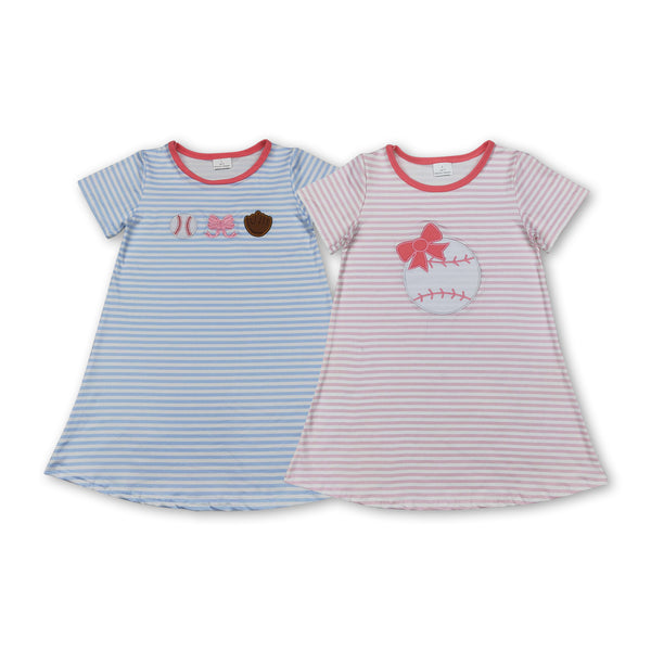 RTS toddler clothes baseball embroidery matching girl summer dress