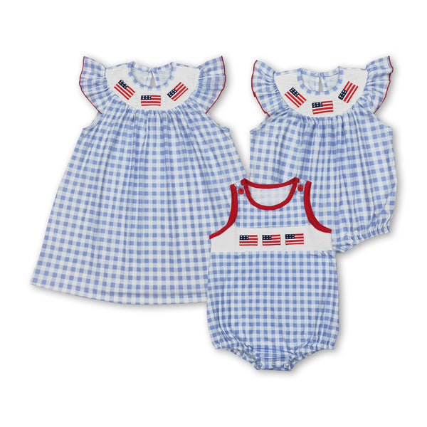 RTS kids matching clothing glag smock clothing 4th of July clothing