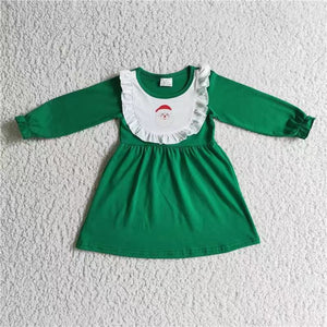 GLD0108 RTS baby girl clothes green santa claus christmas dress-promotion 2024.8.31 $5.5