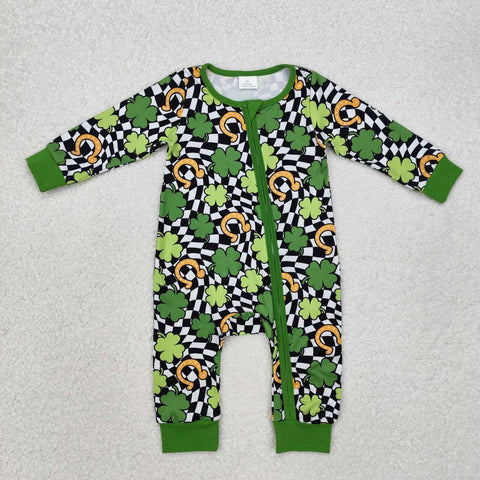 LR2090 RTS baby boy clothes lucky toddler boy st. patrick romper