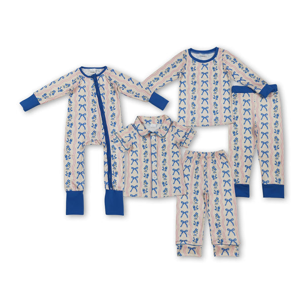 RTS kids matching clothing blue florals print clothing girl winter clothing-2025.7.22