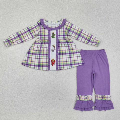 GLP2114 RTS toddler girl clothes animal girl winter mardi gras set pants set