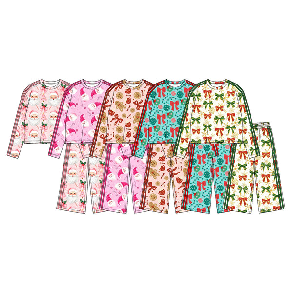 MOQ:5 pcs pre-order Each Style Christmas Santa Stripe Girls Set-2026.8.28