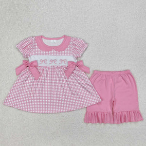 GSSO1879 RTS girl clothes bows girl summer embroidery outfit