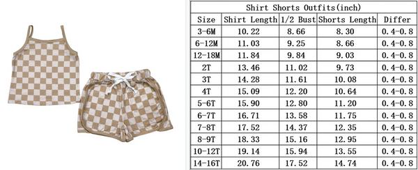 RTS girl clothes girl summer set  colorful gingham girl summer shorts set