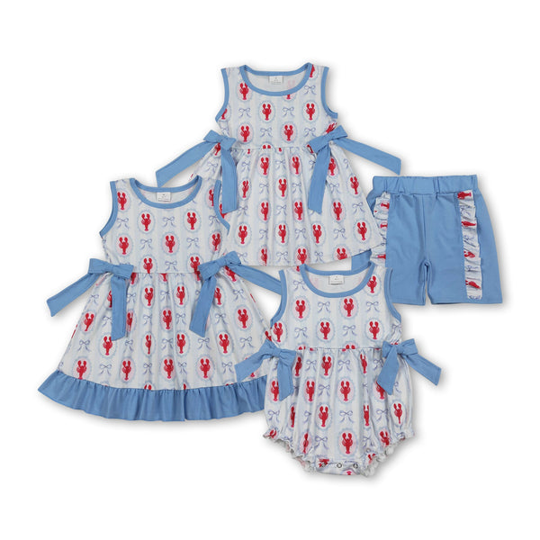 RTS Matching kids clothing crayfish print clothing baby girl summer clothing-2026.3.6