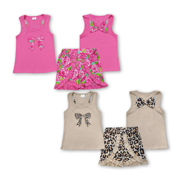 girl clothes bow embroidery toddler girl summer shorts set
