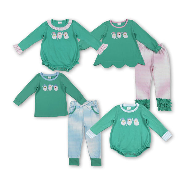 RTS kids matching clothing embroidered santa print clothing kids christmas clothing-2025.9.5