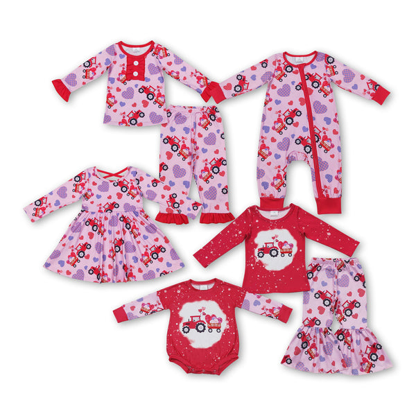 RTS kids valentines day  matching clothing heart truck valentines day outfit