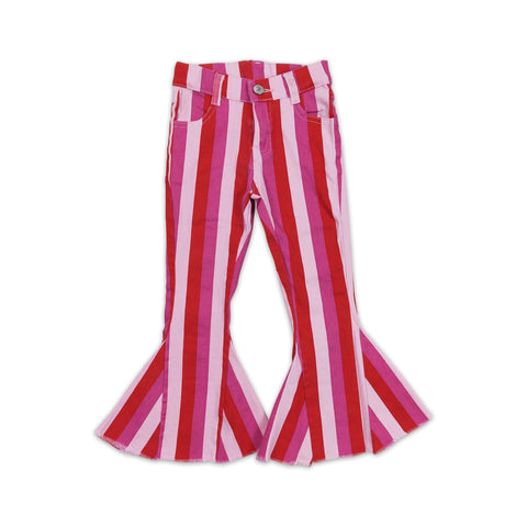 P0043 baby girl clothes pink stripe jeans bell bottom pants