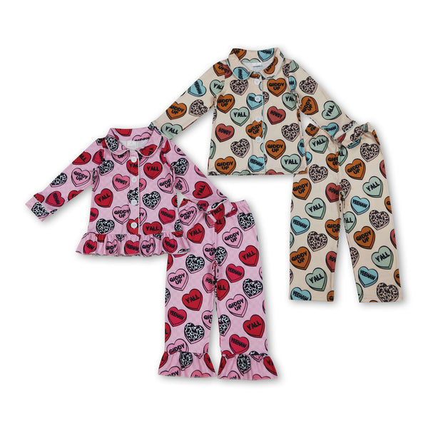 RTS kids matching clothing love print clothing baby valentine pajamas clothing-2025.10.22