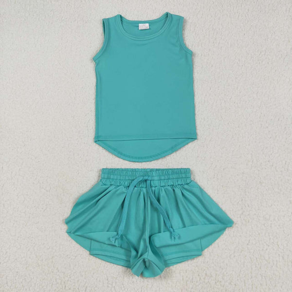 GSSO2572 girl clothes blue girl summer top shirt yoga clothes atheletic clothes