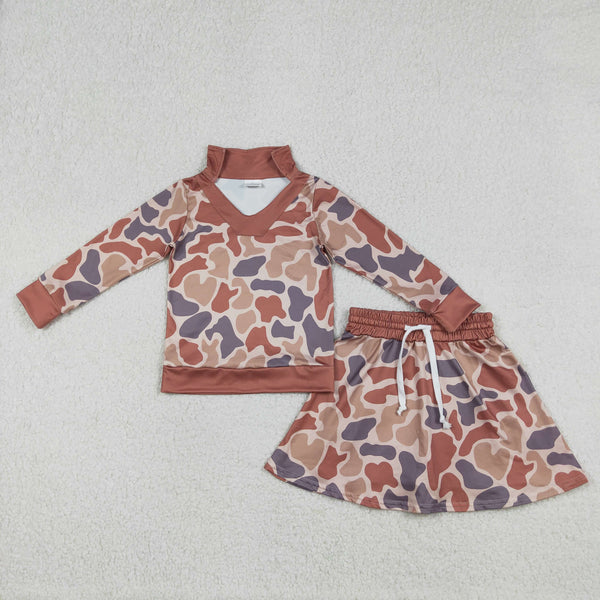 GLD1476 RTS baby girl clothes camo print toddler girl skirt outfit