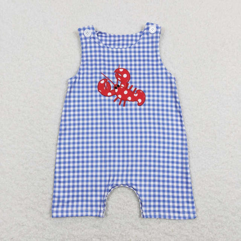 SR0820 RTS baby boy clothes toddler crawfish romper embroidery boy summer romper