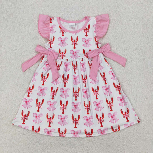 GSD1890 RTS girl clothes girl crawfish bow dress toddler summer clothes