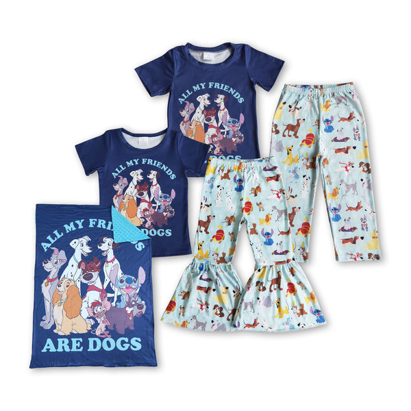RTS kids clothes blue cartoon dog kids pants set matching clothes