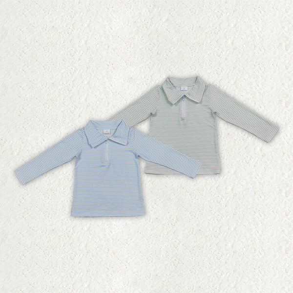 RTS Matching clothing kids mixed stripe baby boy long sleeve polo top-2026.10.7