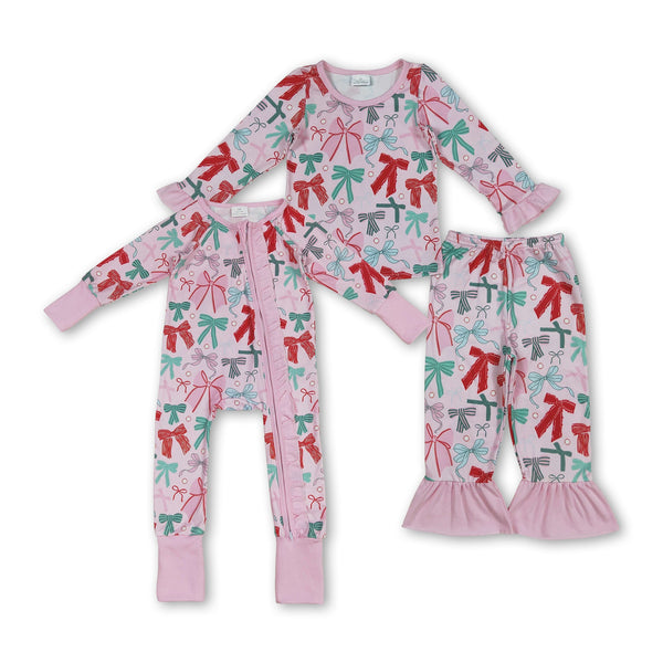 RTS kids matching clothing bows print clothing girl Christmas clothing-2025.7.2
