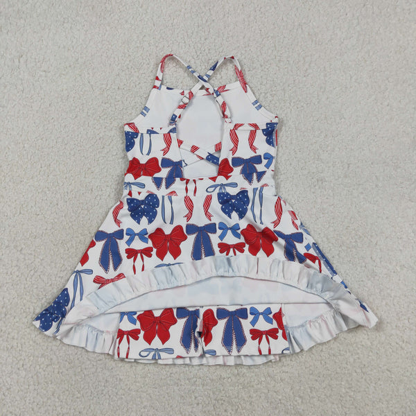 RTS GSD4064 toddler clothes bows girl 4th of July sports yoga summer dress