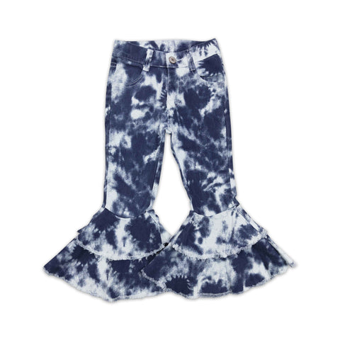 P0035 baby girl clothes tie dye girl jeans bell bottom pant