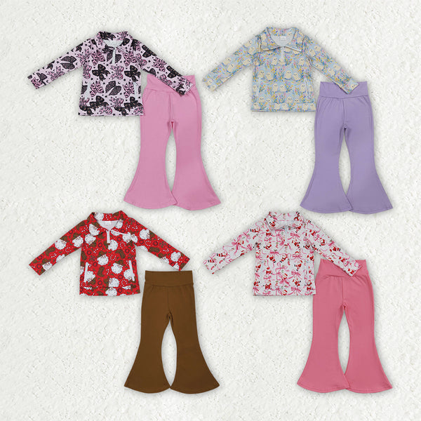 RTS Matching clothing kids athletic mixed print baby girl long sleeve flare pant winterclothing-2026.10.7
