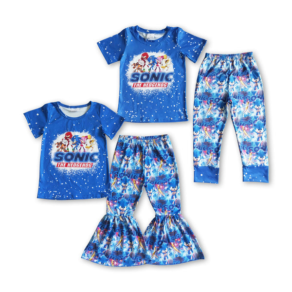 RTS kids clothes blue cartoon kids pants set matching clothes