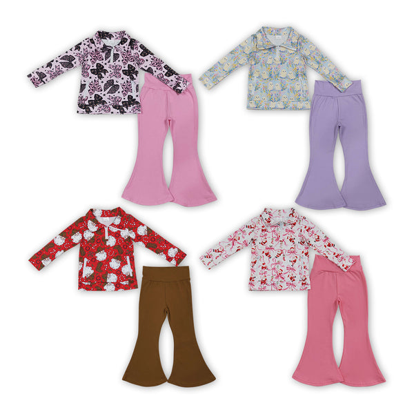 RTS Matching clothing kids athletic mixed print baby girl long sleeve flare pant winterclothing-2026.10.7