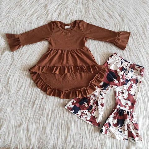 6 B4-19 baby girl clothes brown cow winter outfits